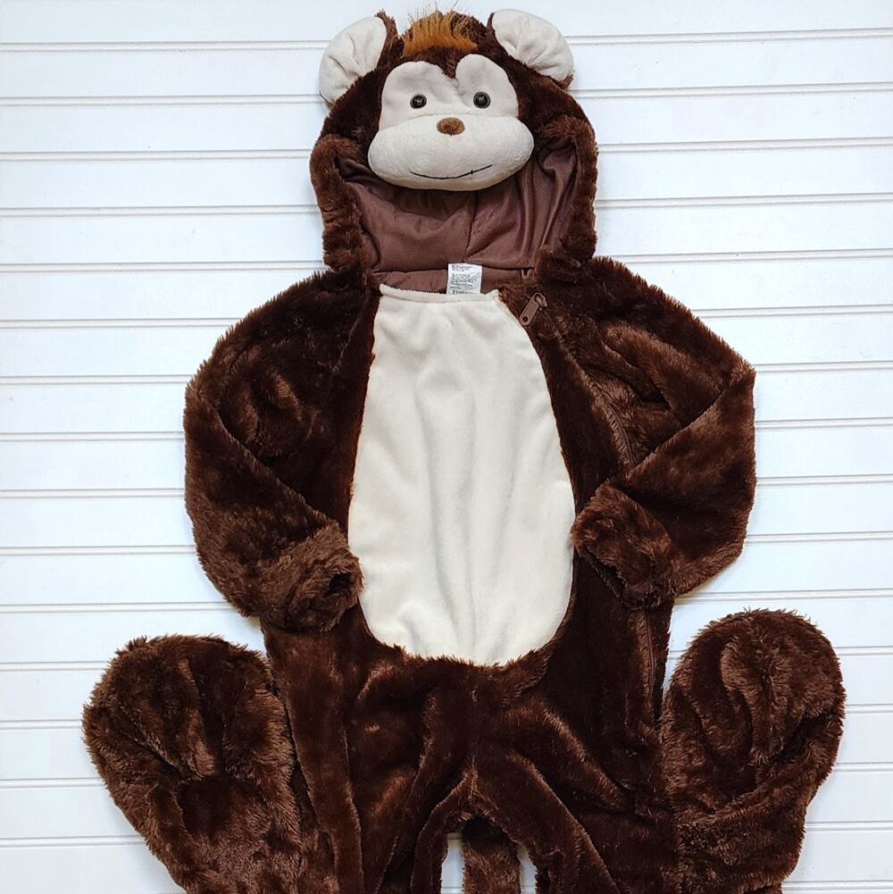 Monkey One-Piece Plush Toddler Costume Size 4T-5T Brown